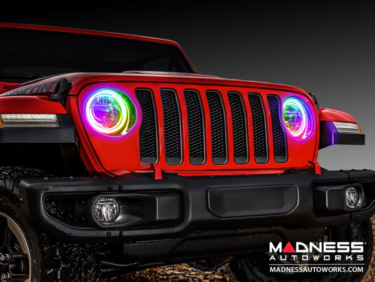 Jeep Wrangler JK Surface Mount Headlight Halo Kit - ColorSHIFT LED